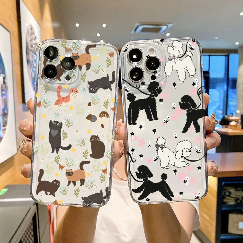Graffiti Cartoon Dogs Cats Case for Samsung Galaxy A55 A35 A15 S24 S23 Ultra