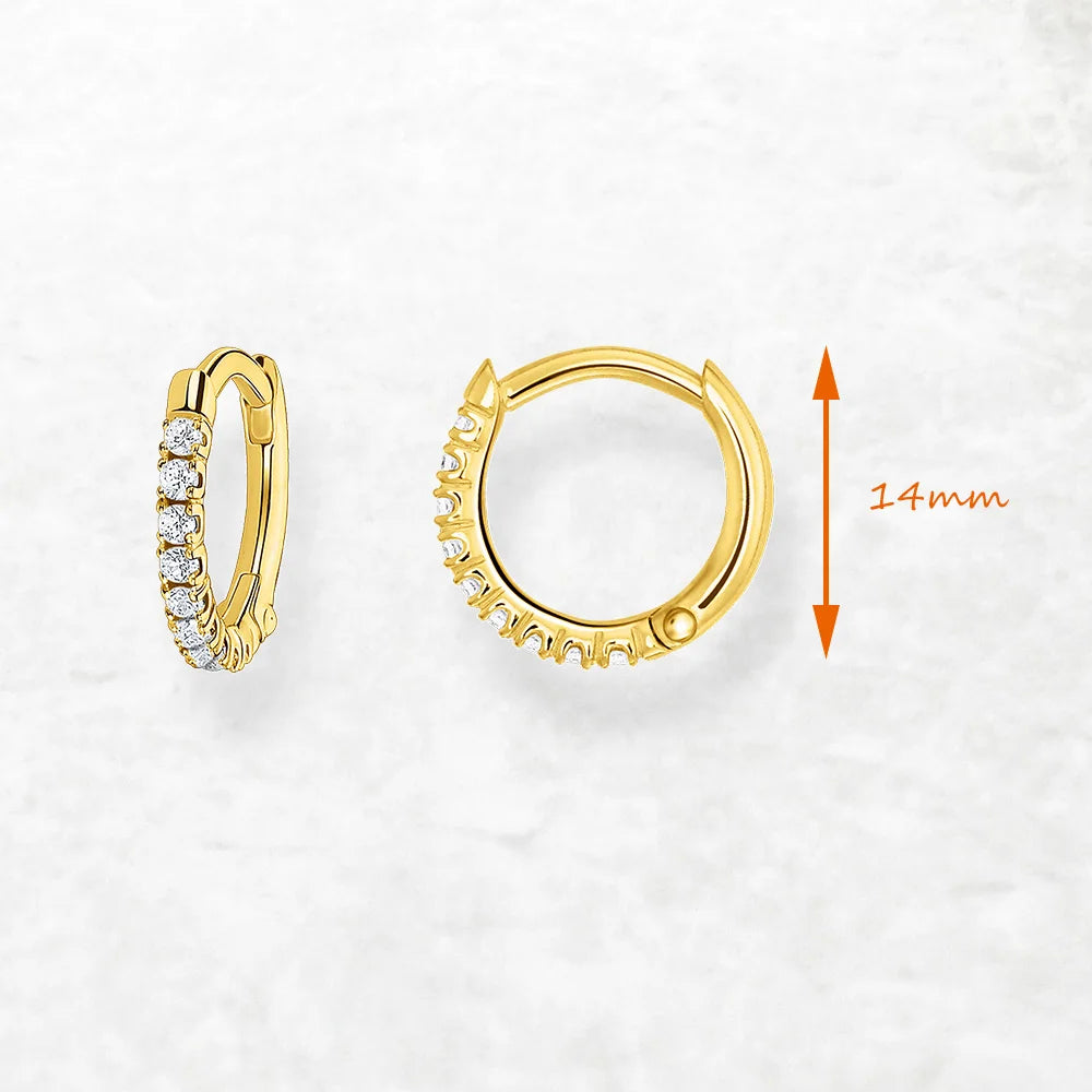 Gold Plated Hinged Hoop Earrings Creole 925 Sterling Silver Trendy