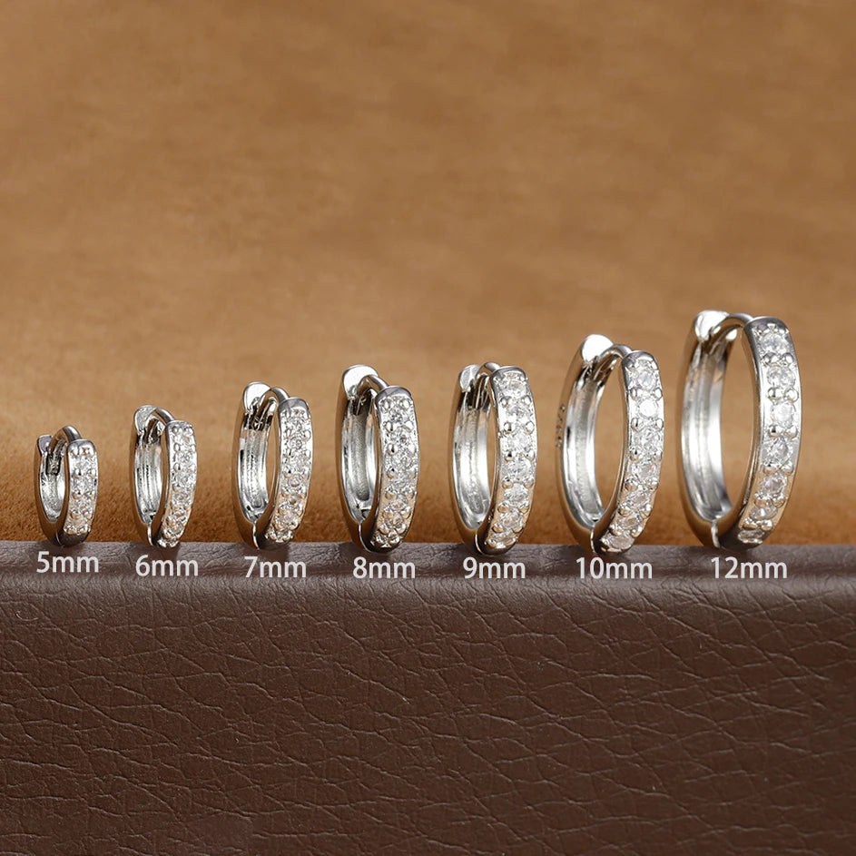 1Pair Stainless Steel Huggie Minimal Hoop Earrings Zirconia Helix Tragus