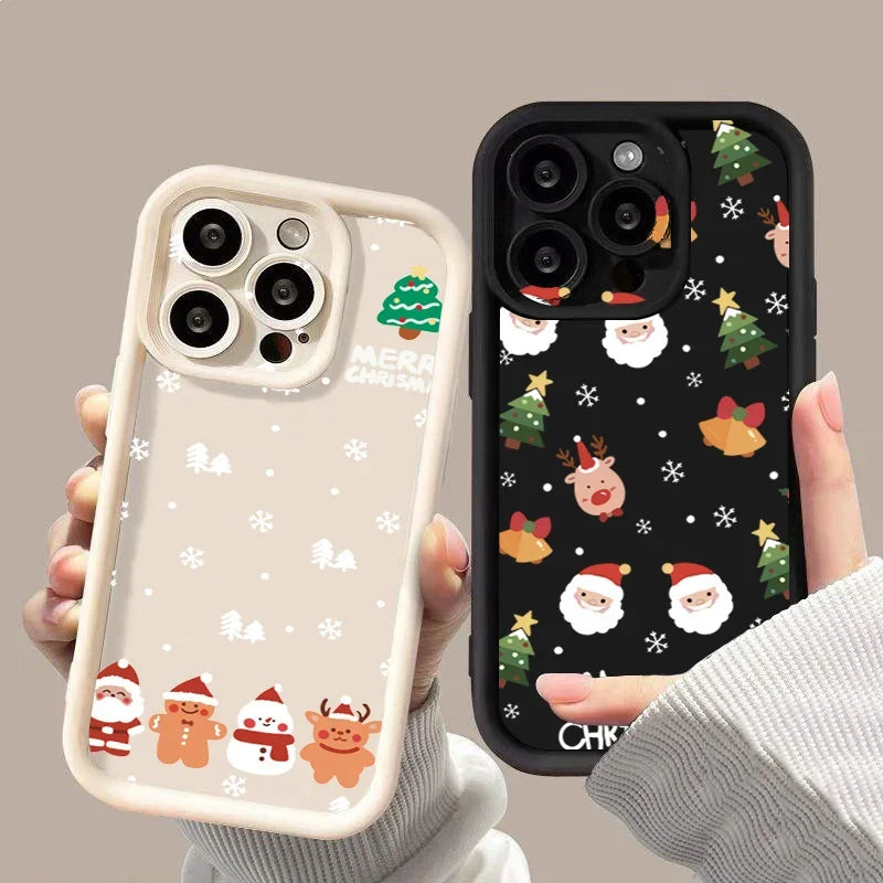 Christmas Santa Elk Case for iPhone 17 16 15 14 13 12 11 Pro Max XR 7 8 Plus