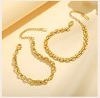 Gold Color Link Bracelet, Layering Bracelets for Women ,Stainless Steel Chain Adjustable Waterproof Jewelry