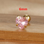 1PC Simple Pink Cubic Zirconia Heart Small Stud Earrings Steel