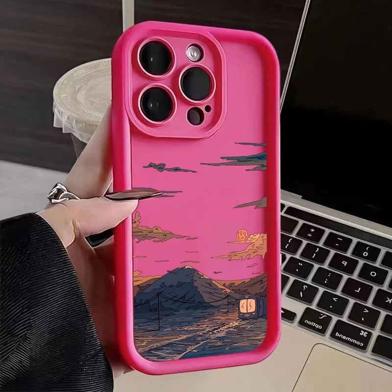 Mountain Cloud Silicon Case for iPhone 17 16 15 14 13 12 11 Pro Max Plus Air