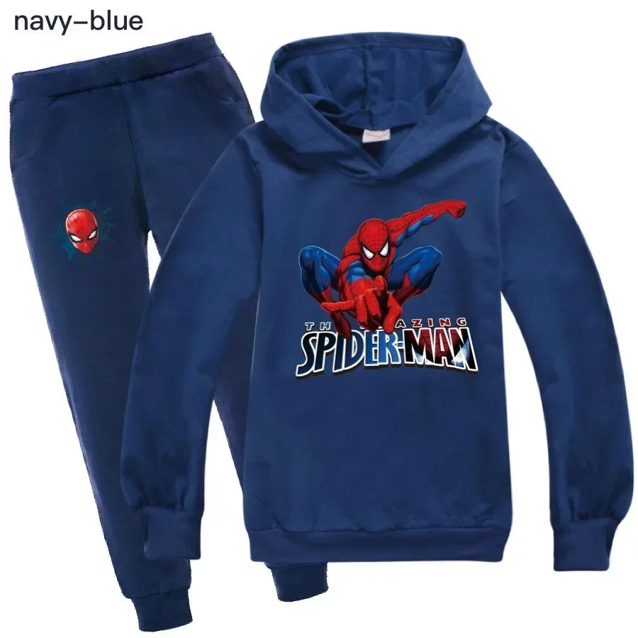 Kids Spiderman Print Hoodie & Pants Suit Boys Girls Casual Clothing Set