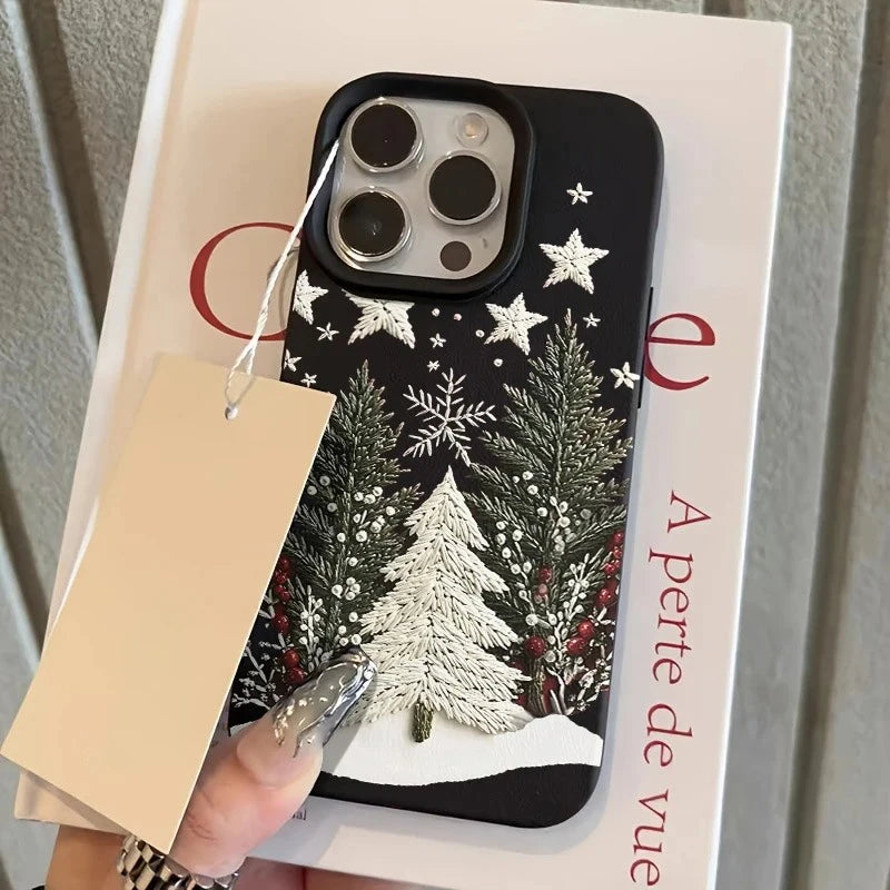 Christmas Tree Lychee Case for iPhone 17 16 15 14 13 12 Pro Max
