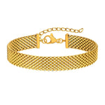 Women's Chunky Link Chain Mesh Bracelet, Stainless Steel Gold Plated Waterproof Jewelry