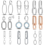 925 Sterling Silver Personality Asymmetric Drop Earrings Versatile Jewellery