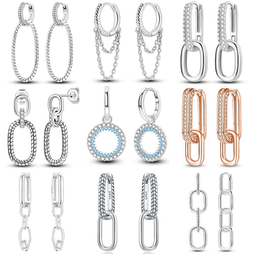 925 Sterling Silver Personality Asymmetric Drop Earrings Versatile Jewellery