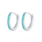 2PCS Stainless Steel Minimal Hoop Earrings Zirconia Small Huggie Thin