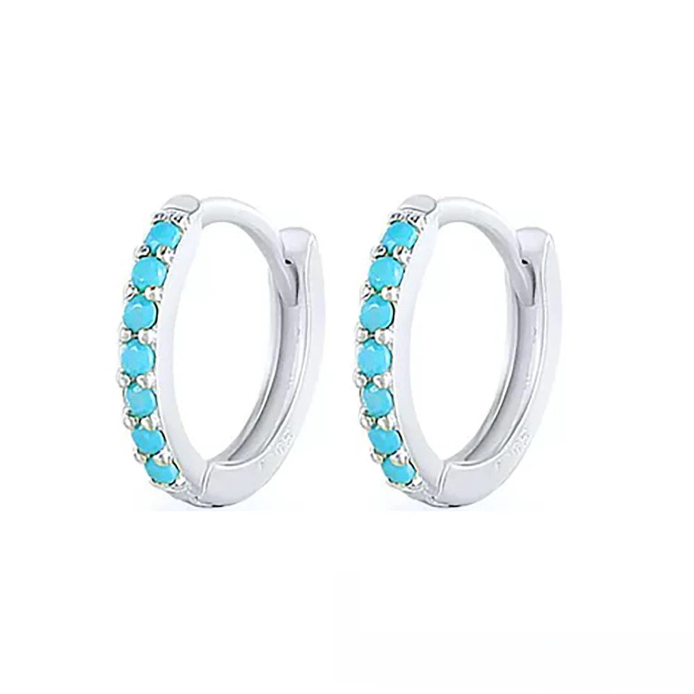 2PCS Stainless Steel Minimal Hoop Earrings Zirconia Small Huggie Thin