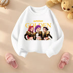K-pop Girls O-Neck Casual Hoodies Long Sleeve Breathable Sport Tops