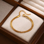 Stainless Steel Bracelet, New Style Thin Link Multilyer Chain Bracelet for Women, Lightweight Jewelry Daily Wear