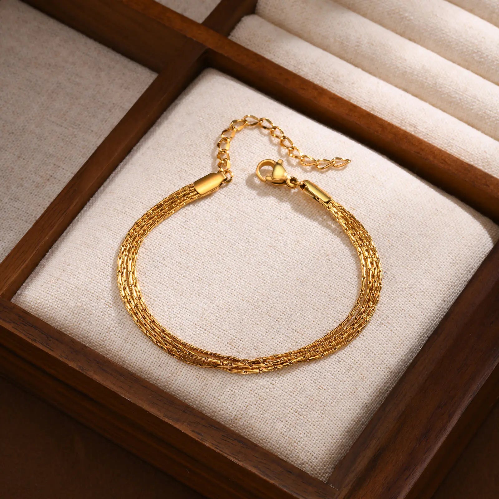 Stainless Steel Bracelet, New Style Thin Link Multilyer Chain Bracelet for Women, Lightweight Jewelry Daily Wear