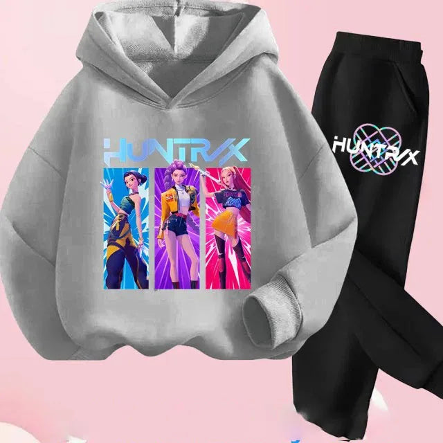 Toddler Girls Kpop Demon Hunters Fashion Hoodie & Sweatshirt Set Kids Suit