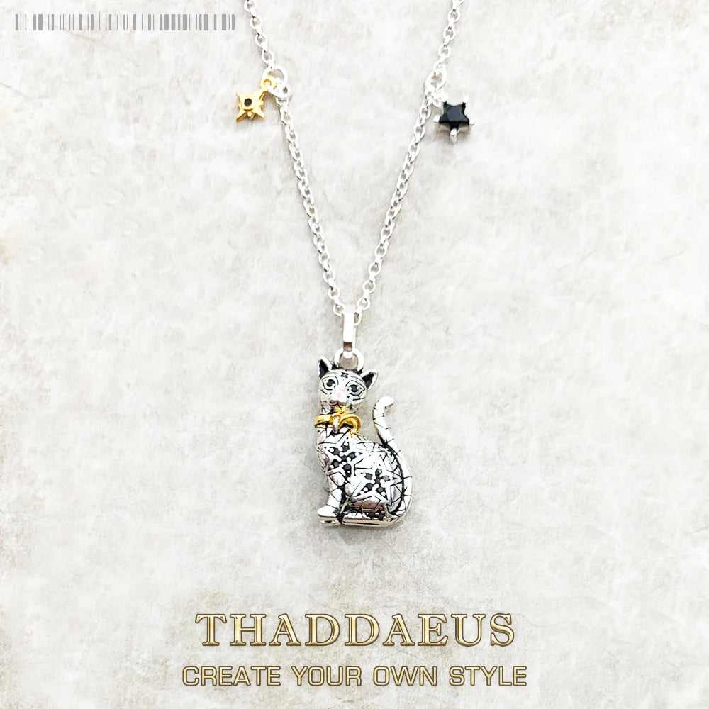 Magic Cat Pendant Necklace 925 Sterling Silver Fashion Jewellery Women Gift