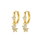 2PCS Gold Colour Star Dangle Earrings Luxury Star Pendientes y2k Jewelry
