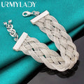 Braid Chain Bracelet 925 Sterling Silver Men Women Wedding Fashion Jewellery