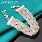Braid Chain Bracelet 925 Sterling Silver Men Women Wedding Fashion Jewellery