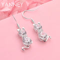 925 Sterling Silver Cute Kitten Zirconia Earrings Women Fashion Wedding Gift