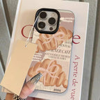 Croissant Newspaper Lychee Case for iPhone 17 16 15 14 13 Pro Max