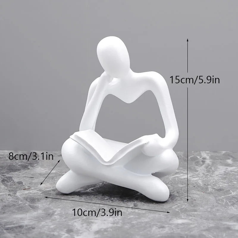 Nordic Abstract Reading Book Statue Resin Figurine Office Desktop Handmade Crafts