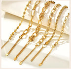 Chunky Stainless Steel Link Chain Bracelet For Woman, Gold Plated Layering Bracelets Wristband Waterproof Jewelry