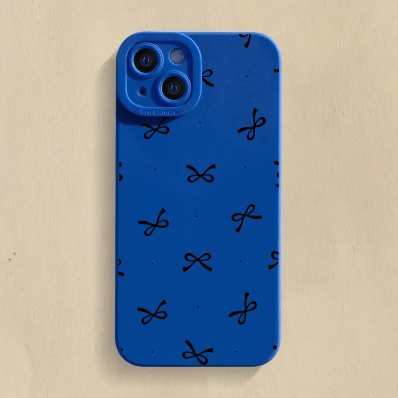 Black Bow Phone Case for iPhone 16 15 14 13 12 11 Pro Max SE
