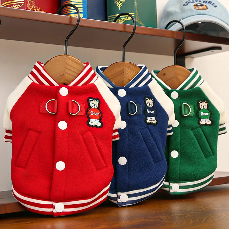 Winter Coats for Dogs Fleece Bear Dog Baseball Jacket Puppy Costume Cat Clothing Chihuahua Bichon Dachshund Items Dog Clothes