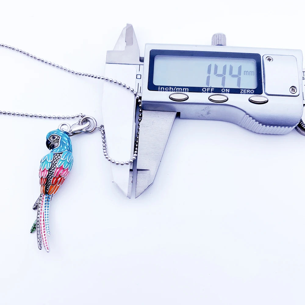 Parrot Charm Necklace Link Chain 925 Sterling Silver Fashion Jewellery Gift