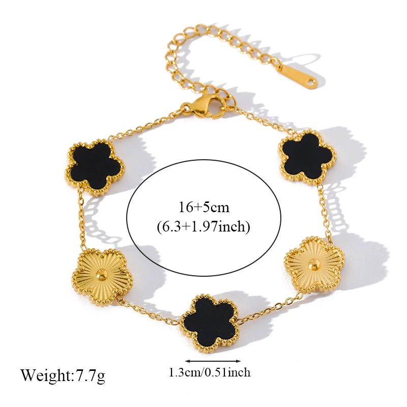 Reversible Heart Stainless Steel Charm Bracelet 18K Gold Plated Waterproof