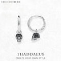 Black CZ Pave Skull Creole Hinged Hoop Earrings 925 Sterling Silver