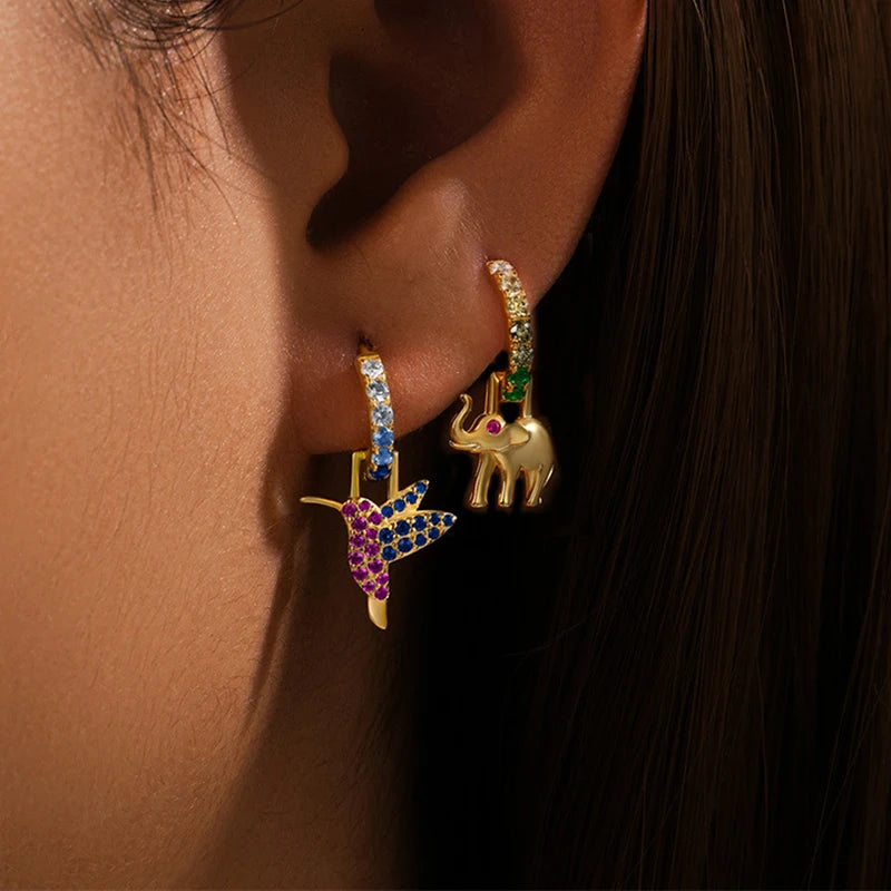 Cubic Zirconia Water Drop Hoop Earring Stainless Steel Geometry