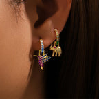 Cubic Zirconia Water Drop Hoop Earring Stainless Steel Geometry
