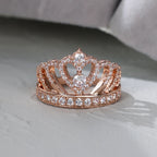 Classic Heart Crown Rings For Women Rose Gold Silver Color Inlay White Zircon Promise Engagement Wedding Bands Mothers Day Gifts