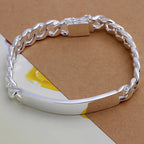 10mm Men's Geometric Chain Bracelet 925 Sterling Silver Noble Fashion Gift