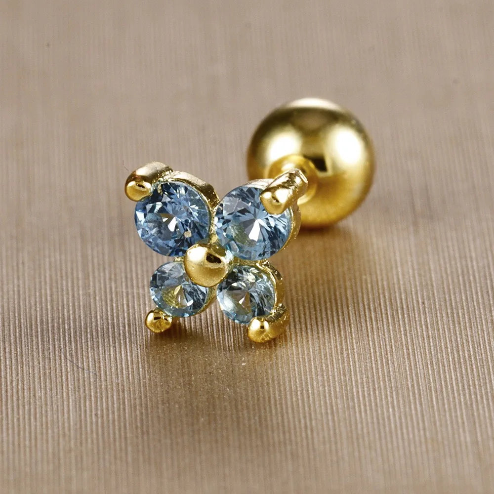 1PC Stainless Steel Birthstone Mini Stud Earrings 12 Constellation