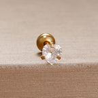 Korean Sweet Stainless Steel Zircon Heart Stud Earrings 3-6mm