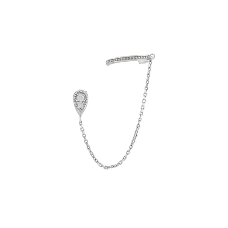 Fashion Silver Colour Stainless Steel Chain Hanging Earrings Huggie