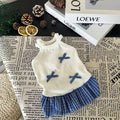 Dog Skirt for Small Dogs, Chic Puppy Dress with Simple Bow, Cute Cat Vest Dress Fashion Pet Clothes for Spring