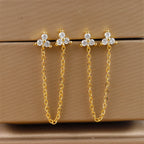 New Stainless Steel Cubic Zirconia Link Chain Ear Studs Triangle