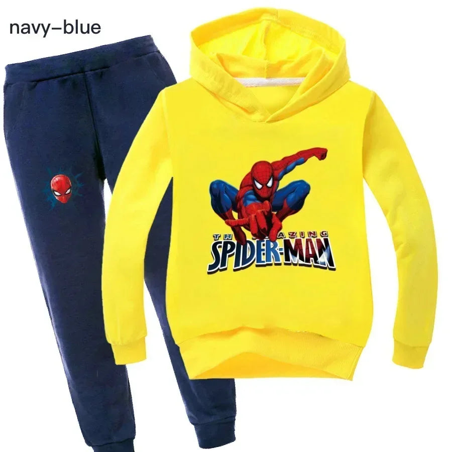 Kids Spiderman Print Hoodie & Pants Suit Boys Girls Casual Clothing Set