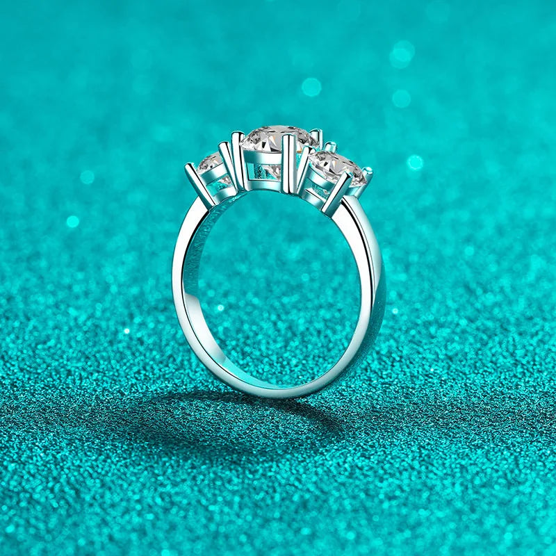 Total 4 carat moissanite ring D Color VVS1 EX Round Moissanite Ring 925 Sterling Silver Eternity Ring Women Engagement Wedding