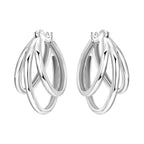 925 Sterling Silver Curled Grass Pattern Flower Hoop Earrings Women's Jewellery