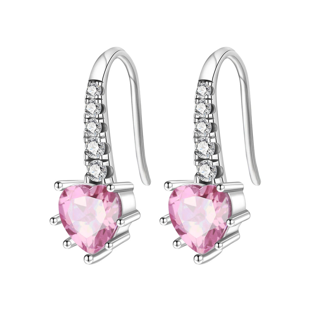 925 Sterling Silver Simple Love Heart Zircon Circle Hoop Earrings Jewellery
