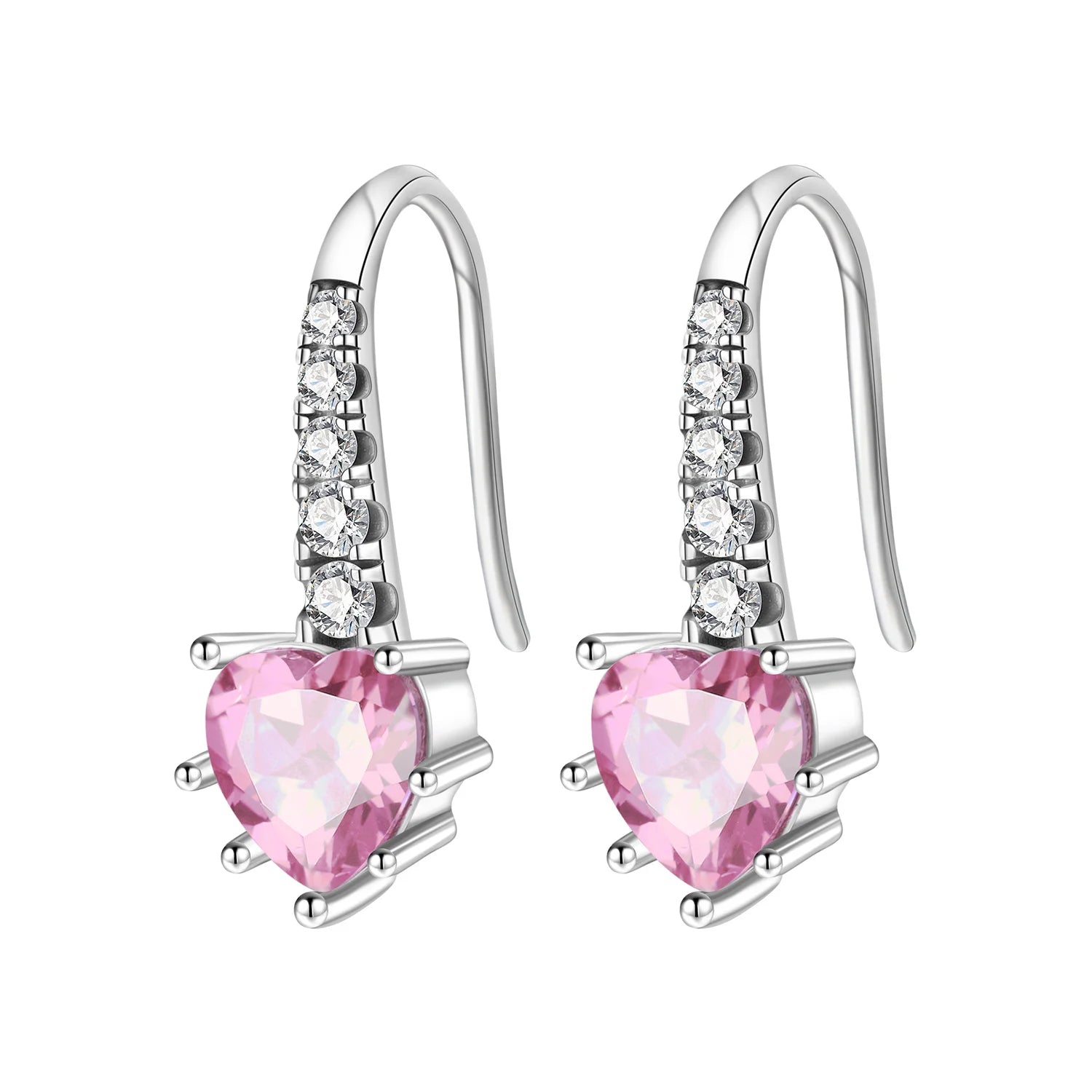 925 Sterling Silver Simple Love Heart Zircon Circle Hoop Earrings Jewellery