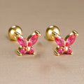 Stainless Steel Zircon Butterfly Minimal Hoop Earrings Gold Huggie