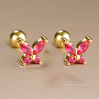 Stainless Steel Zircon Butterfly Minimal Hoop Earrings Gold Huggie