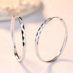 925 Sterling Silver 5cm Big Circle Hoop Earrings Women Luxury Party Jewellery