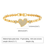 Pave Cubic Zirconia Chain Bracelet for Women, Simple Gold Plated Dainty Jewelry Gift