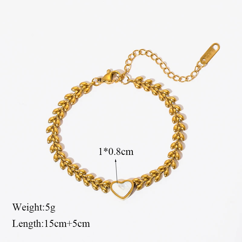 Heart Pearls Stainless Steel Charm Bracelet Girls Birthday Jewellery